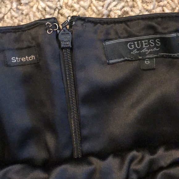 Guess Black Satin Ruched Lace Dress Size 6 - Picture 3 of 5